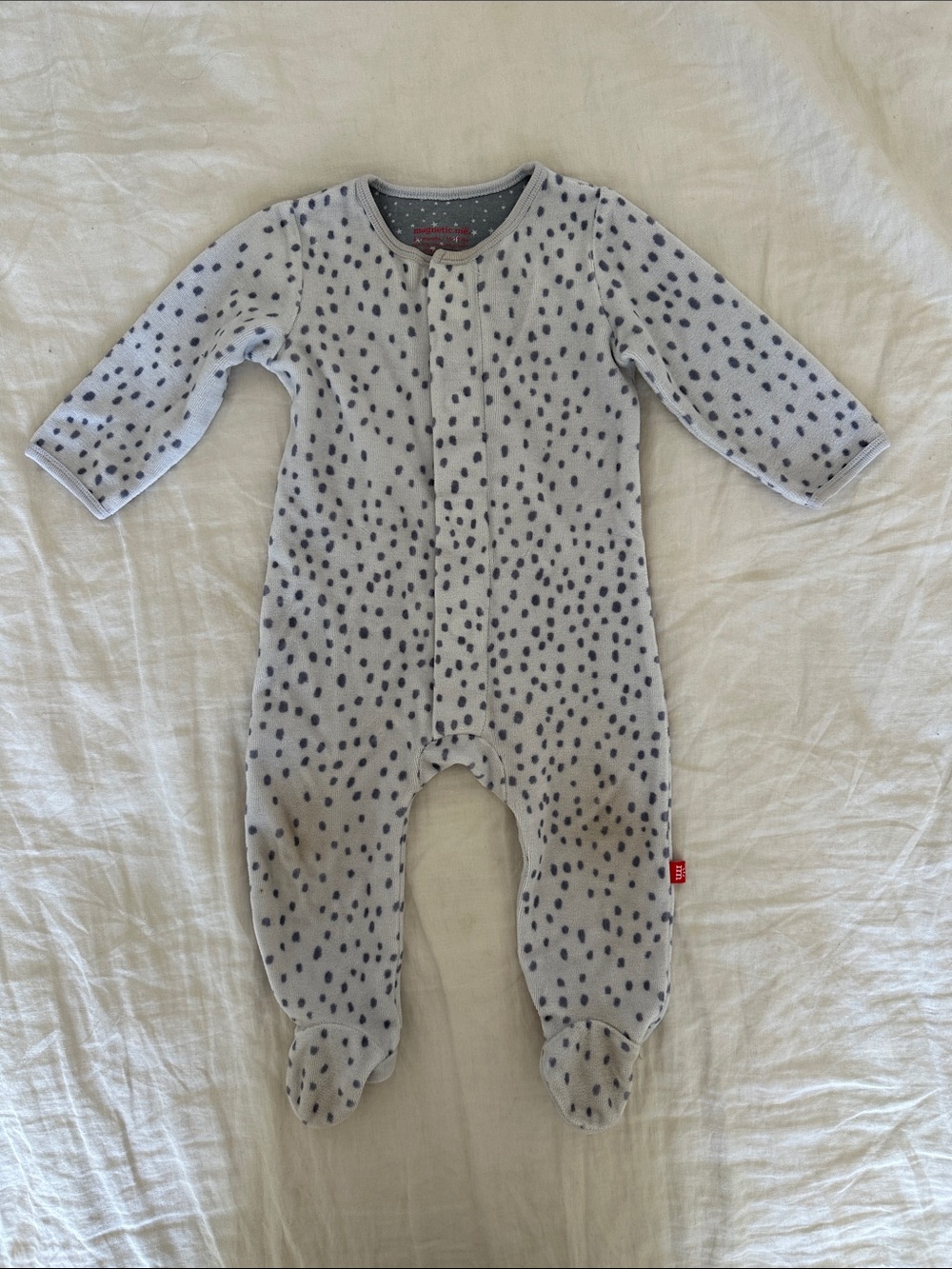 Baby Footed PJ - Gray Spot Print